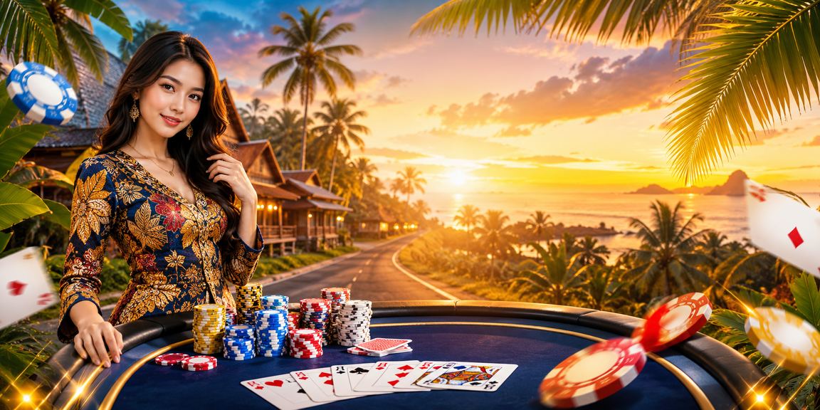 Permainan kad Teen Patti gaya batik Malaysia dengan suasana meja kasino rm33